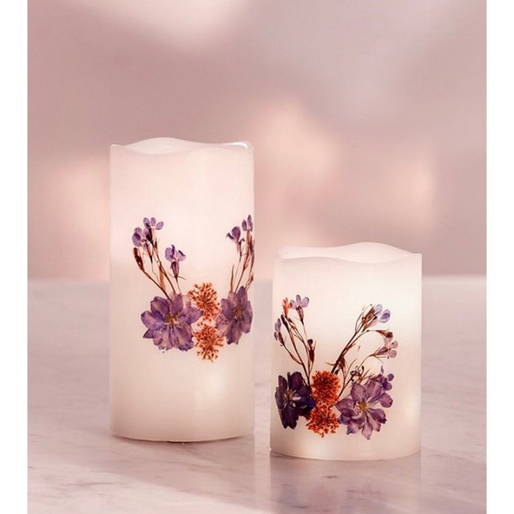 Pressed flower colorful flameless candles